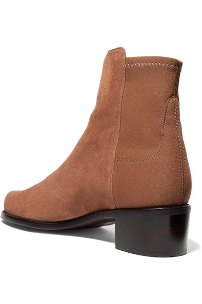 Shop Stuart Weitzman Easyon Reserve Suede And Neoprene Ankle Boots In Brown