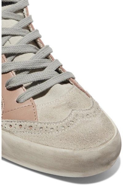 Shop Golden Goose Mid Star Distressed Camouflage-print Leather And Suede Sneakers In Army Green