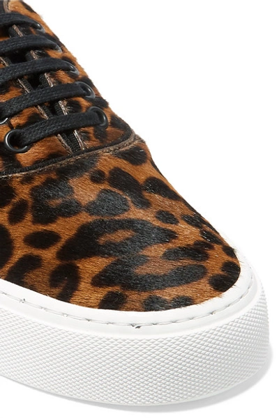 Shop Saint Laurent Venice Logo-print Leather-trimmed Leopard-print Calf Hair Sneakers In Leopard Print
