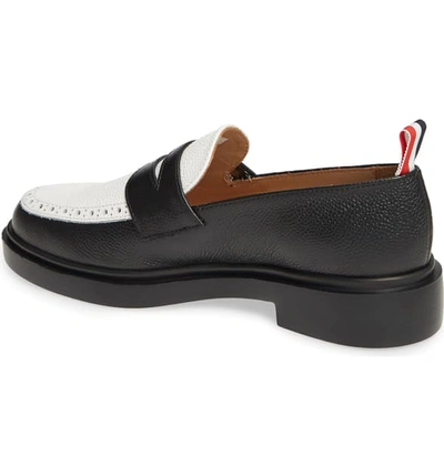 Shop Thom Browne Penny Loafer In Black/ White