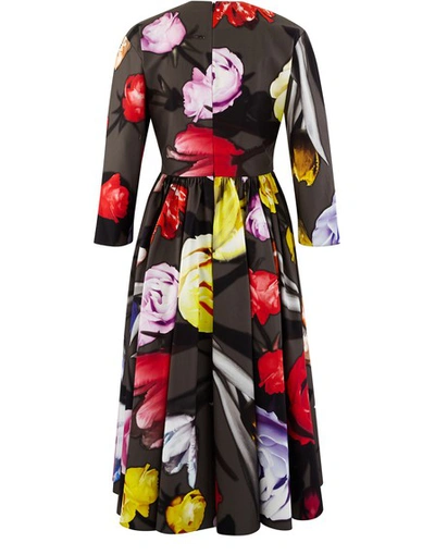 Shop Prada Long Flowered Dress In Ferro