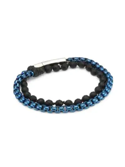 Shop Jonas Studio Hudson Beaded Chain Bracelet In Blue Tortoise