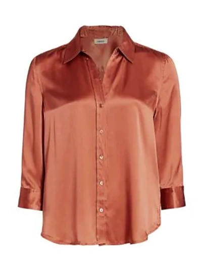 Shop L Agence Women's Dani Silk Three-quarter Sleeve Blouse In Dusty Rose