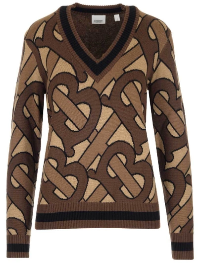 Shop Burberry All Over Logo V In Brown