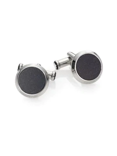 Shop Montblanc Men's Goldstone & Stainless Steel Cuff Links In Navy Silver