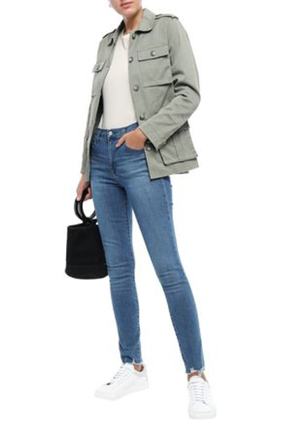 Shop J Brand Maria Distressed High-rise Skinny Jeans In Mid Denim