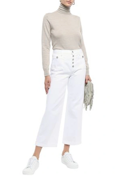Shop J Brand Joan Cropped High-rise Wide-leg Jeans In White