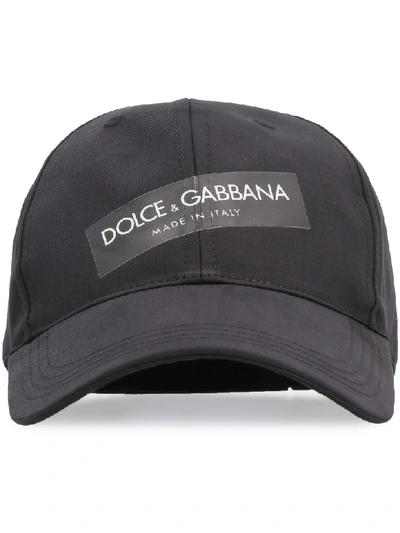 Shop Dolce & Gabbana Logo Print Baseball Cap In Black