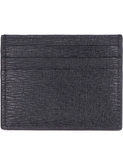 Shop Ferragamo Pebbled Leather Card Holder In Black