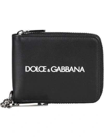 Shop Dolce & Gabbana Leather Zip Around Wallet In Black