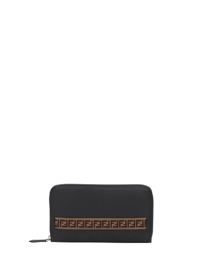 Shop Fendi Travel Zip Around Wallet In Nero