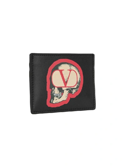 Shop Valentino Undercover Cardholder In Black Skull Print