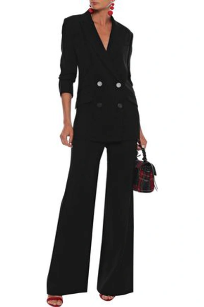Shop Diane Von Furstenberg Kiersten Crepe Wide-leg Pants In Black