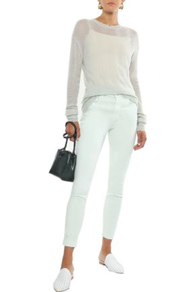 Shop J Brand Alana Cropped Distressed High-rise Skinny Jeans In Mint