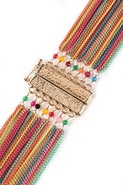 Shop Rosantica Woman Cosmopolitan Coated Gold-tone Bead Necklace Multicolor