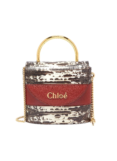 Shop Chloé 'abylock' Lizard Embossed Leather Handle Bag In Multi-colour