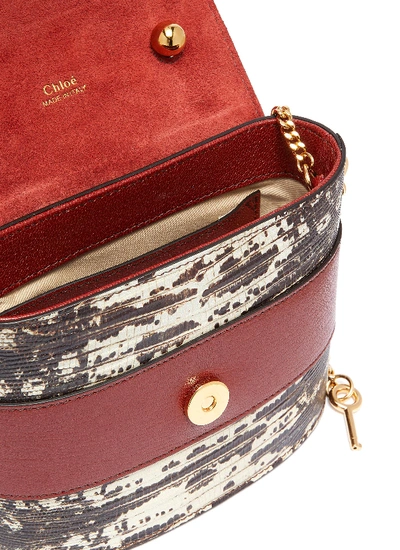 Shop Chloé 'abylock' Lizard Embossed Leather Handle Bag In Multi-colour