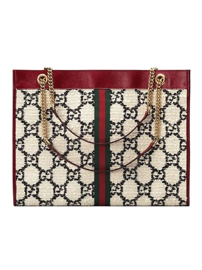 Shop Gucci Red Women's Rajah Large Tote In Neutrals