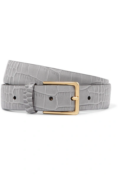 Shop Anderson's Croc-effect Leather Belt In Gray