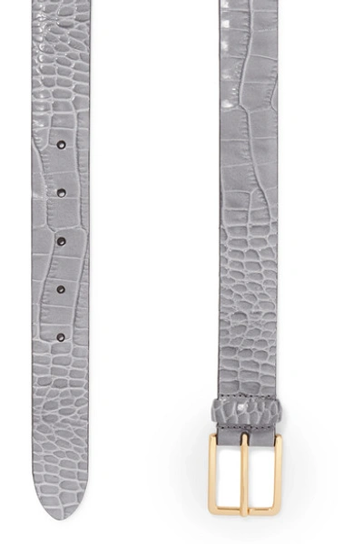 Shop Anderson's Croc-effect Leather Belt In Gray