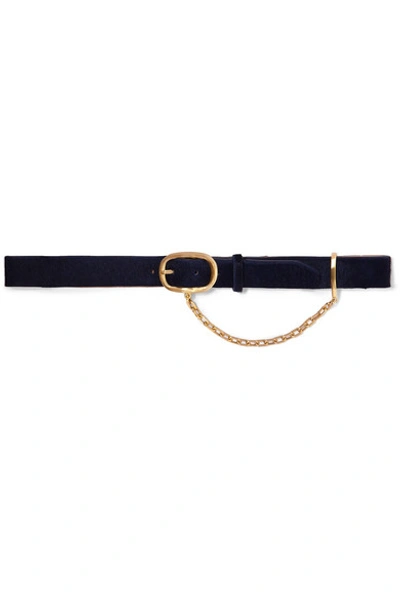 Shop Rag & Bone Wingman Chain-embellished Calf Hair Belt In Navy