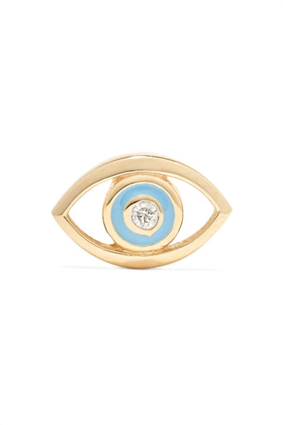 Shop Alison Lou Evil Eye 14-karat Gold, Diamond And Enamel Earring