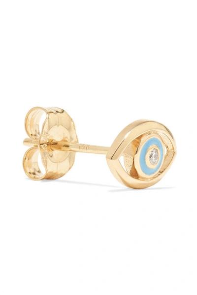 Shop Alison Lou Evil Eye 14-karat Gold, Diamond And Enamel Earring