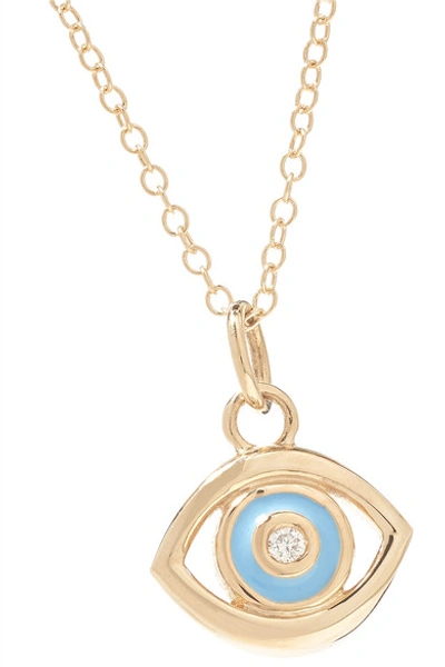 Shop Alison Lou Evil Eye 14-karat Gold, Diamond And Enamel Necklace