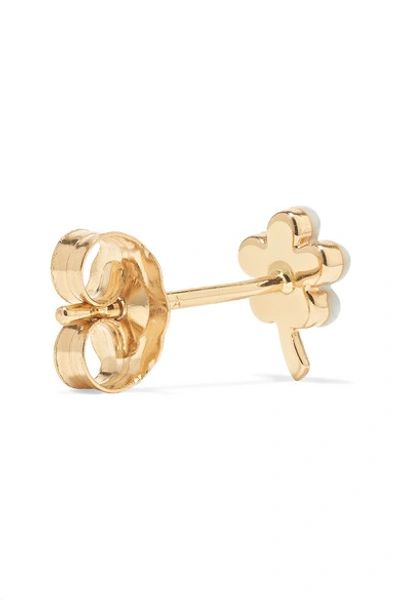 Shop Alison Lou Tiny Flower 14-karat Gold, Enamel And Diamond Earring