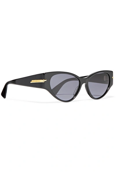Shop Bottega Veneta Cat-eye Acetate Sunglasses In Black