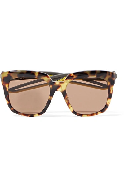 Shop Balenciaga Hybrid Oversized Cat-eye Acetate Sunglasses In Tortoiseshell