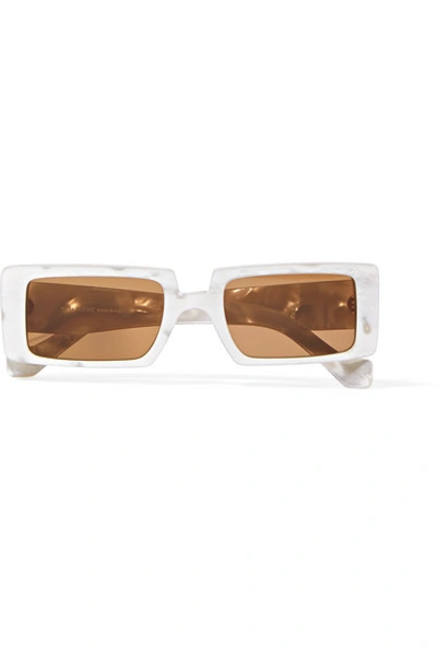 Shop Loewe Square-frame Marbled Acetate Sunglasses In White