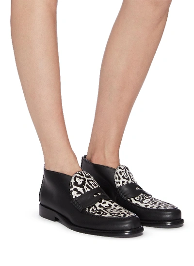 Shop Alumnae Leopard Print Panel Leather Ankle Boots