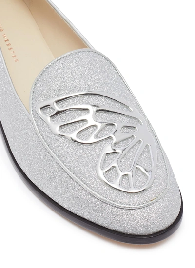 Shop Sophia Webster 'butterfly' Wing Appliqué Glitter Loafers In Silver Glitter