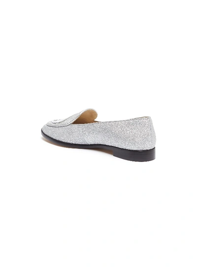 Shop Sophia Webster 'butterfly' Wing Appliqué Glitter Loafers In Silver Glitter