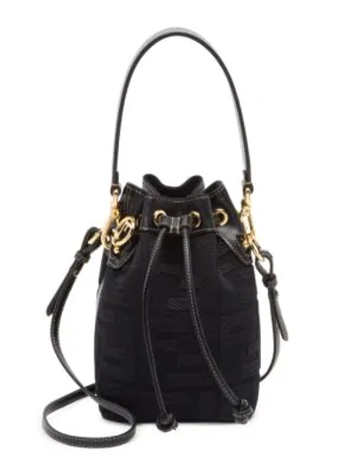 Shop Fendi Mini Mon Tresor Canvas Bucket Bag In Black