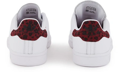 Shop Adidas Originals Stan Smith Trainers In Ftwr Blanc/bordeaux Print