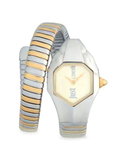Shop Just Cavalli Two-tone Stainless Steel Bracelet Watch In Silver Gold