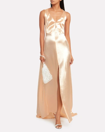 Shop Philosophy Di Lorenzo Serafini Hammered Satin Gown In Pink