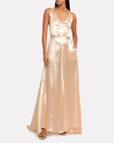 Shop Philosophy Di Lorenzo Serafini Hammered Satin Gown In Pink