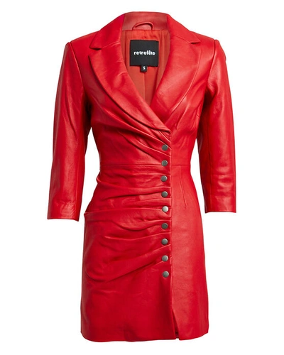 Shop Retroféte Willa Leather Mini Dress In Red