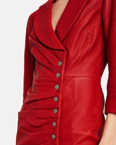Shop Retroféte Willa Leather Mini Dress In Red