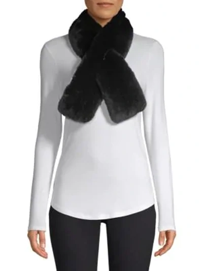 Shop Adrienne Landau Dyed Rabbit Fur Scarf In Black
