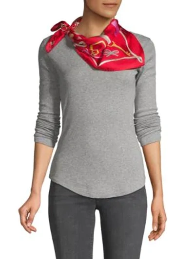 Shop Boutique Moschino Printed Silk Wraparound Square Scarf In Red