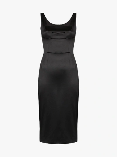 Shop Dolce & Gabbana Duchesse Fitted Midi Dress In Black