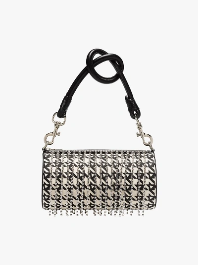 Shop Area Black And White Embellished Houndstooth Shoulder Bag