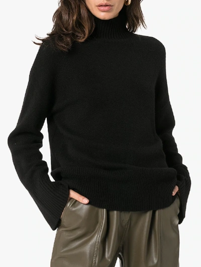 Shop Frame Roll Neck Cashmere Sweater In Black