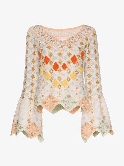 Shop Peter Pilotto Geometric Knitted Sweater In Neutrals