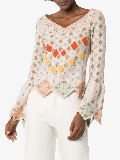 Shop Peter Pilotto Geometric Knitted Sweater In Neutrals
