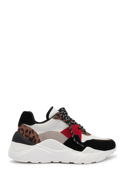 Shop Steve Madden Reverse Leather & Suede Snake Embossed Sneaker In Leop Multi